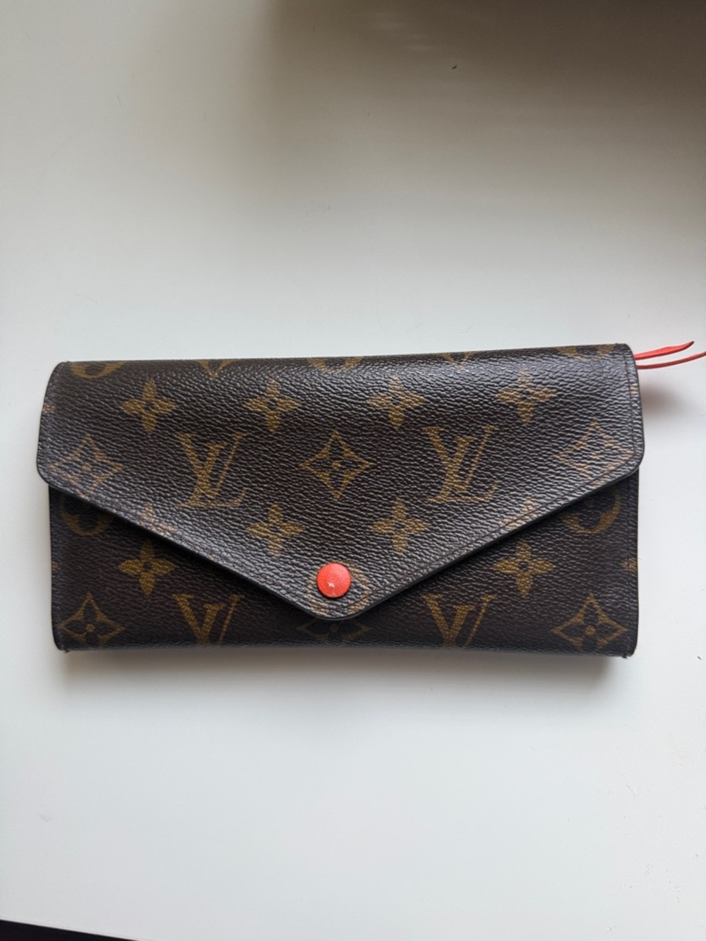 Louis Vuitton Monogram Envelope Wallet in Brown with Orange Snap